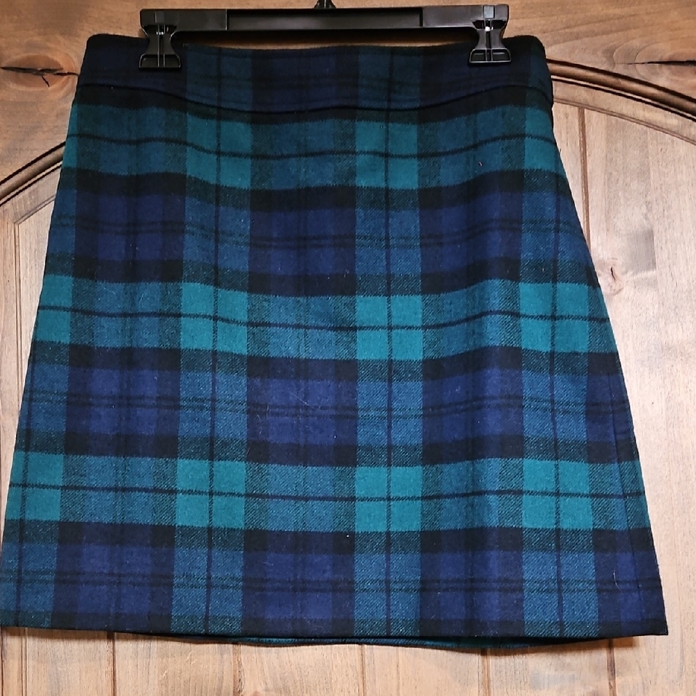 J. Crew Blue and Green Plaid Mini Skirt